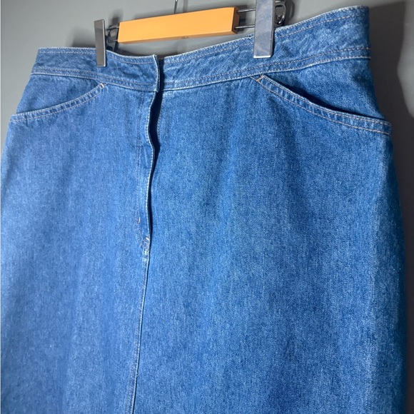 Vintage Reflect Jeans Denim Midi Skirt Size 18 High Waist Blue Jean Skirt - Picture 4 of 7